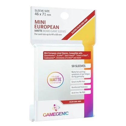 Gamegenic Sleeves: Matte Mini European 46x71mm (50ST) - Ruby